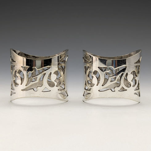British Vintage Silver Plated Napkin Ring Pair